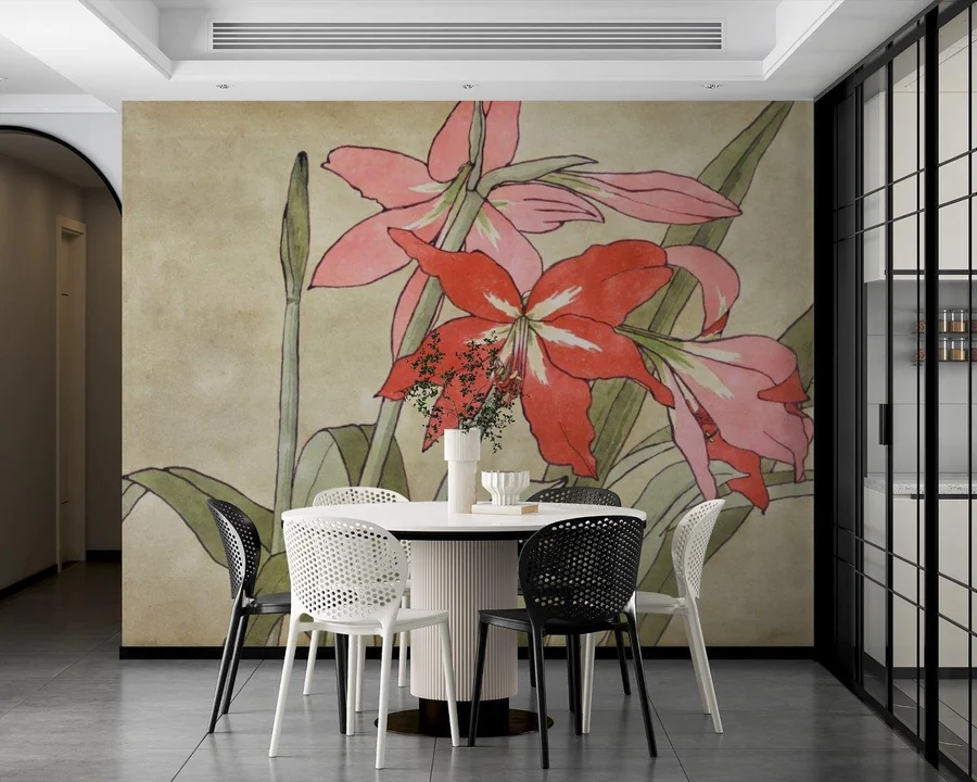 Amaryllis by Hannah Borger Overbeck, printed and installed on a wall by Smart Art