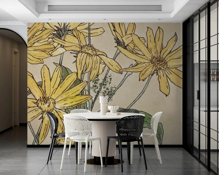 Sunflowers by Hannah Borger Overbeck, printed and installed on a wall by Smart Art