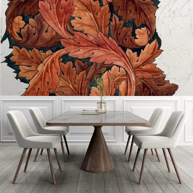 Autumn Leaves by William Morris, printed and installed on a wall by Smart Art