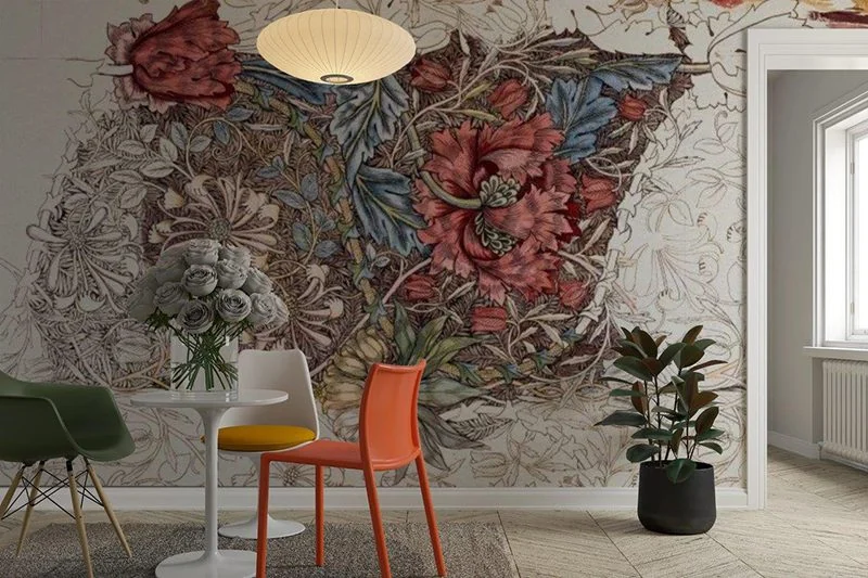 Honeysuckle by William Morris, printed and installed on a wall by Smart Art