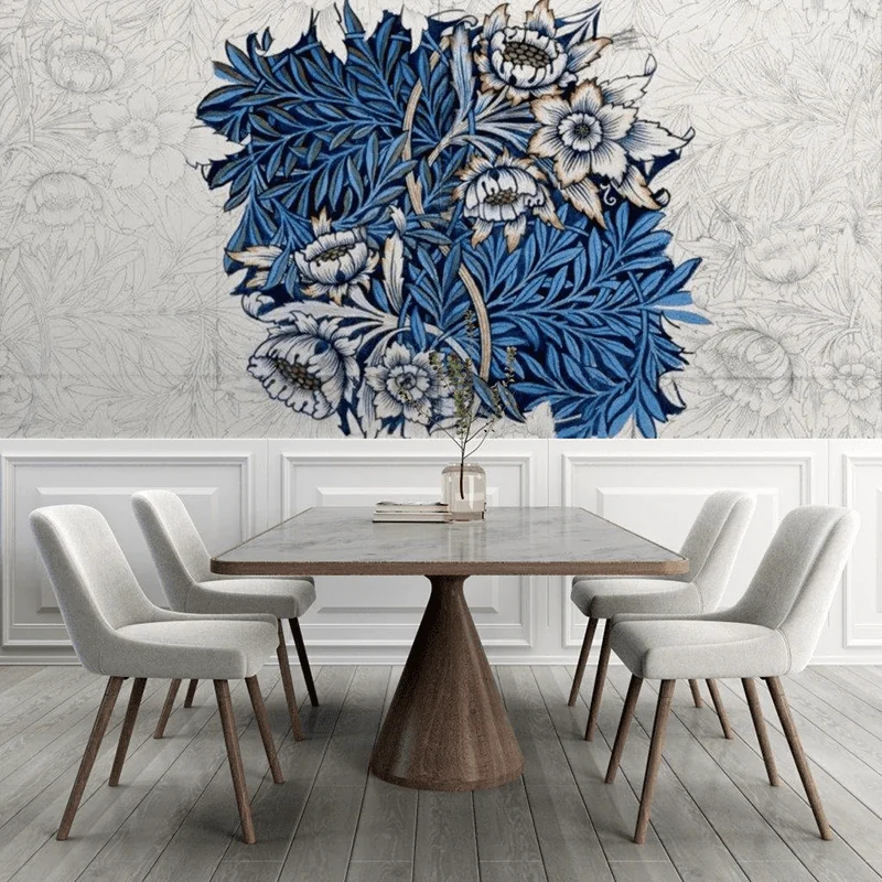 Tulip And Willow by William Morris, printed and installed on a wall by Smart Art