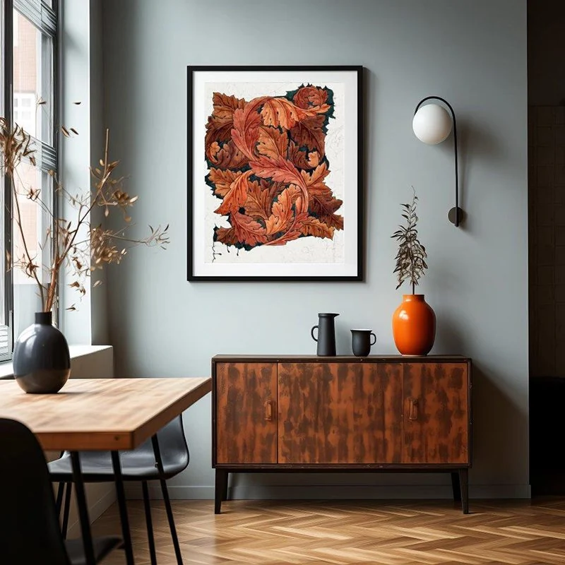 Autumn Leaves by William Morris, printed and installed on a wall by Smart Art